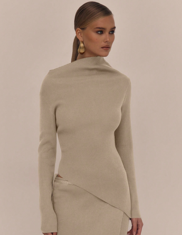 Cream Crest Knit Dress